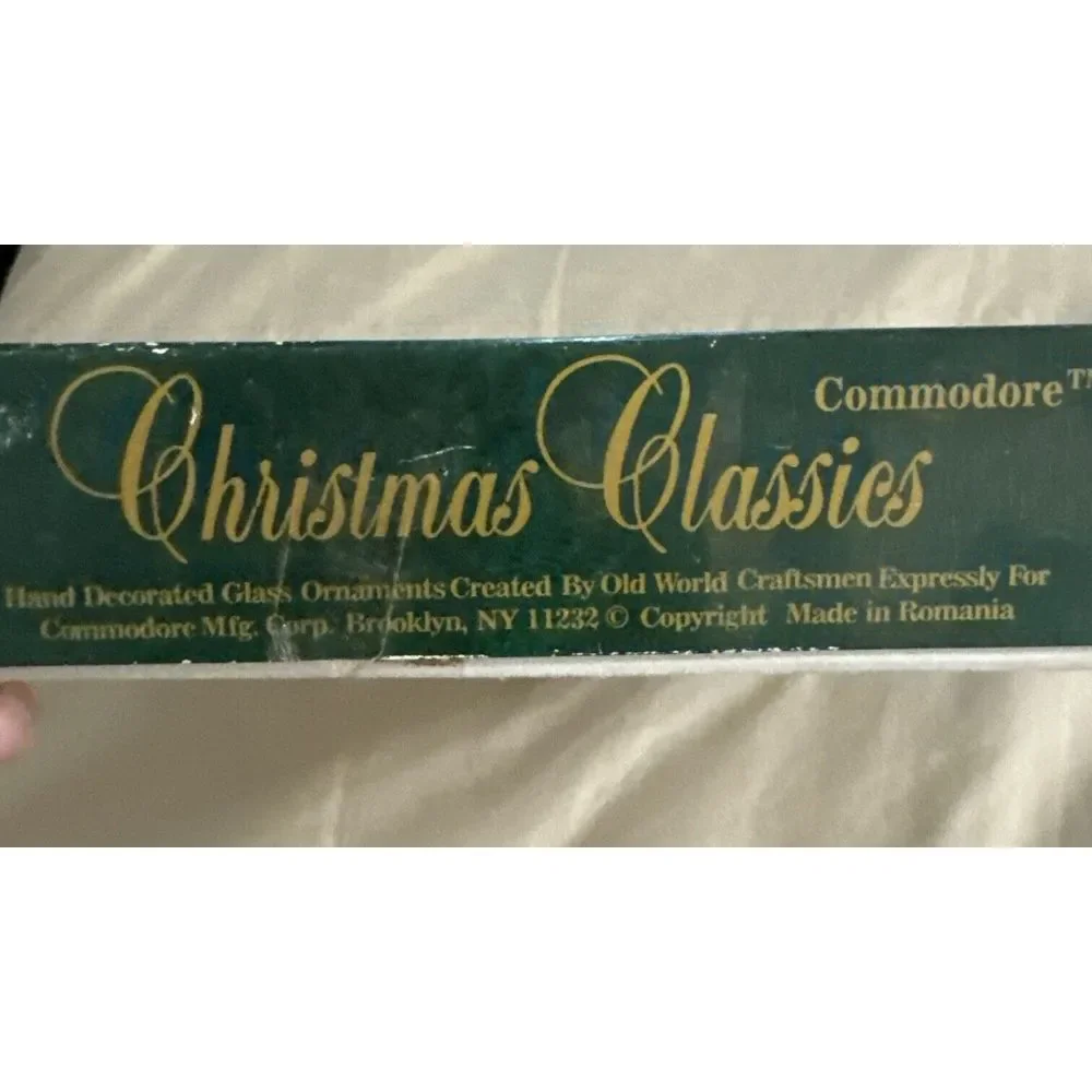 Vintage Commodore Christmas Classics 5 Glass Hand Decorated Ornaments Small Size